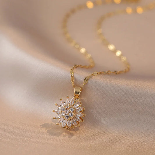 Spinning Sunflower Necklace | 18K Gold-Plated